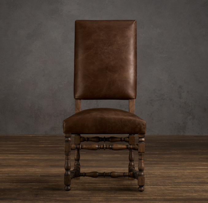 1890 English Baroque Leather Side Chair