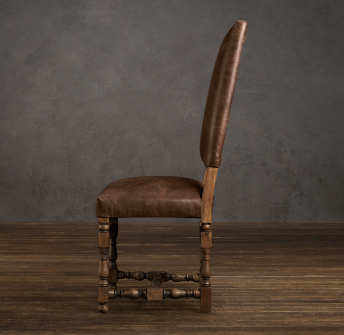 1890 English Baroque Leather Side Chair