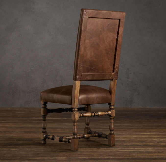 1890 English Baroque Leather Side Chair