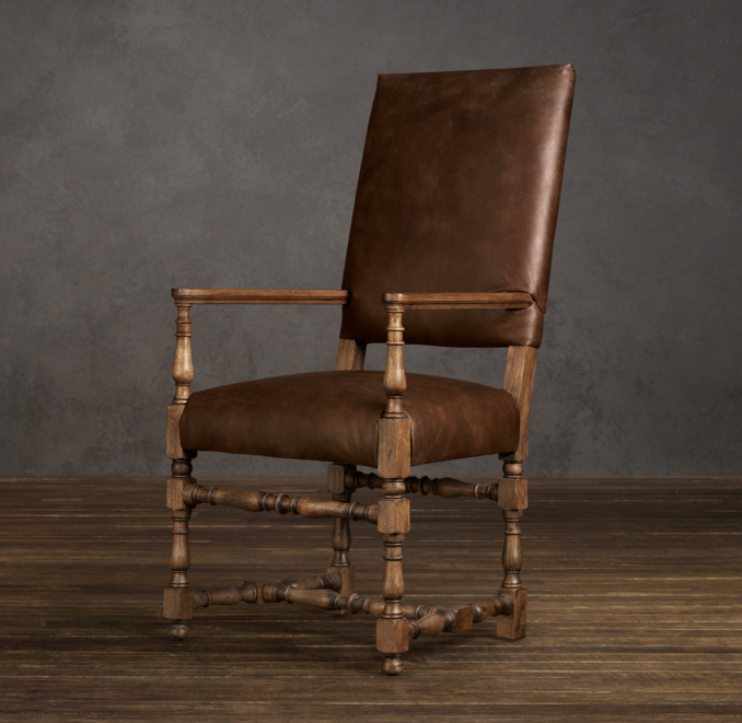1890 English Baroque Leather Armchair