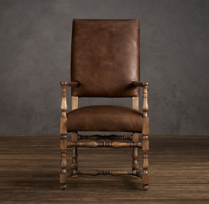 1890 English Baroque Leather Armchair