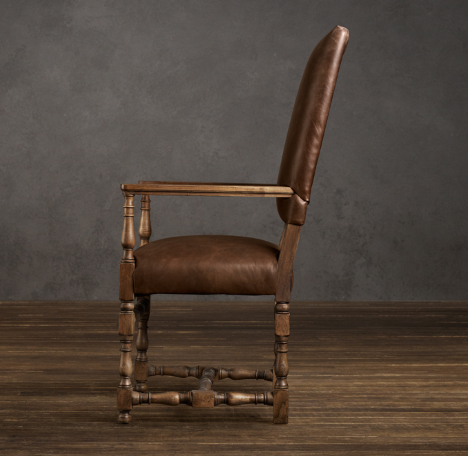 1890 English Baroque Leather Armchair