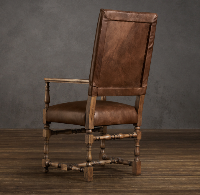 1890 English Baroque Leather Armchair