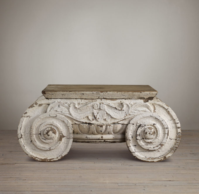 Distressed Ionic Capital Coffee Table