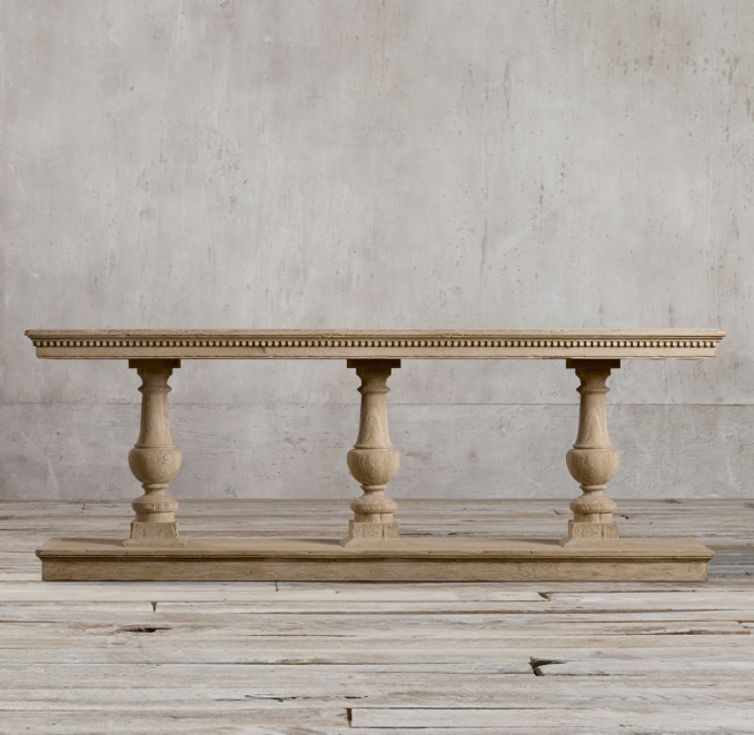 96" 15th C. Dual-Baluster Oak Console 