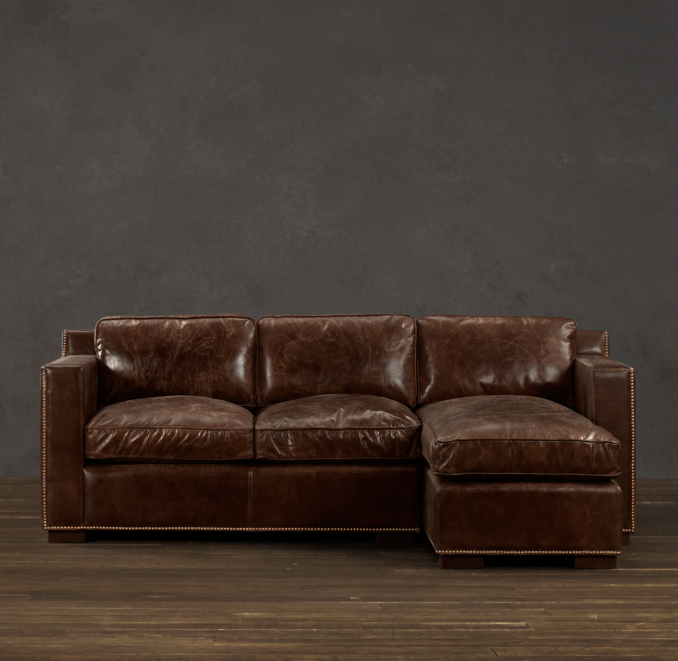 Collins Leather Sofa Chaise Sectionals With Nailheads