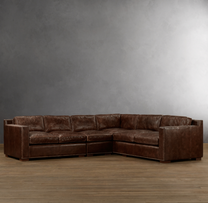 Collins Leather Sofa Chaise Sectionals With Nailheads