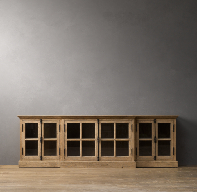 French Casement Media Console Glass Doors