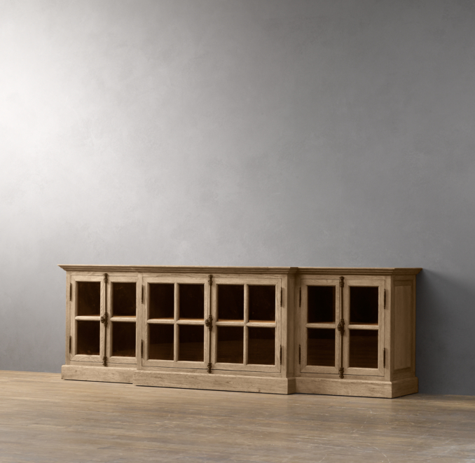 French Casement Media Console Glass Doors