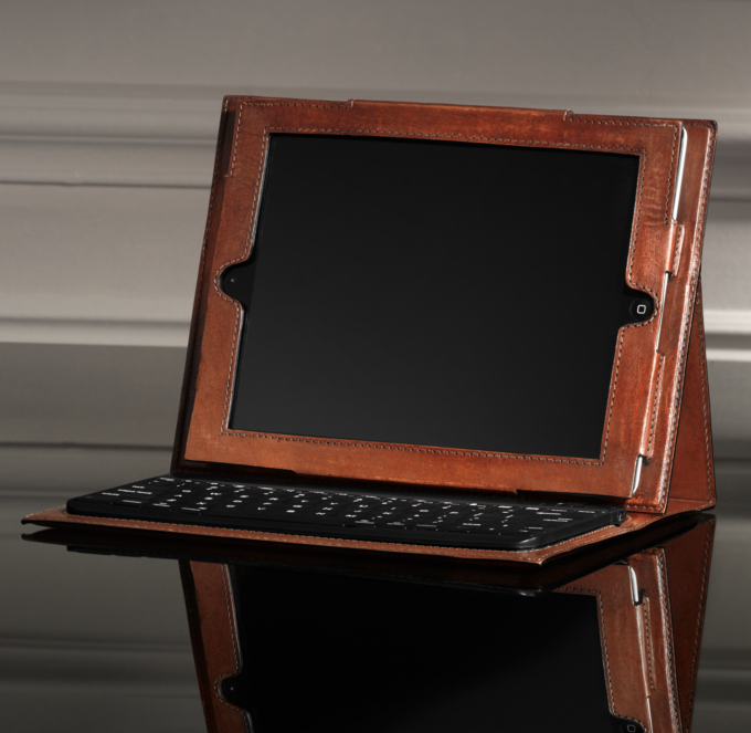 Artisan Leather iPad® Cover with Bluetooth® Keyboard Chestnut