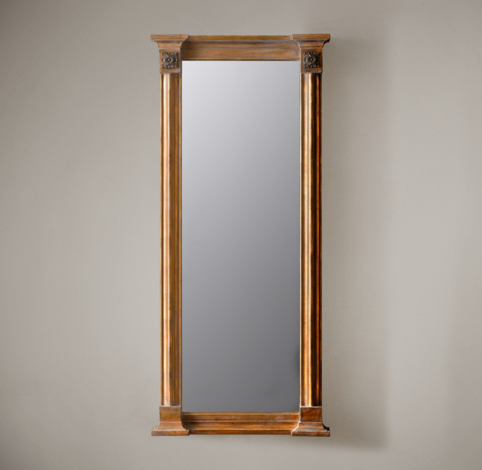 18th C. French Gold Leaf Column Mirror