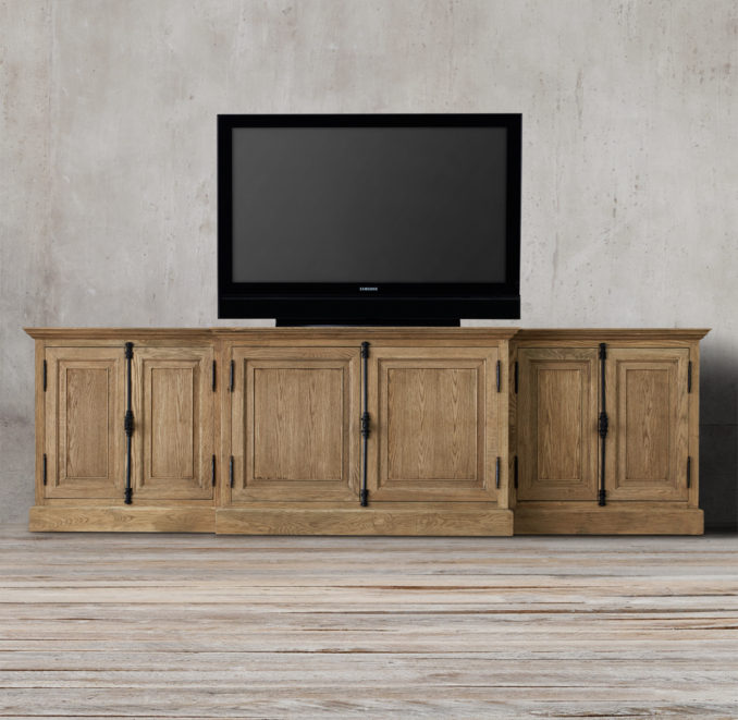 French Casement Media Console Solid Doors
