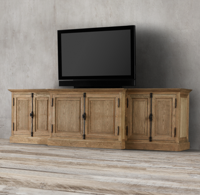 French Casement Media Console Solid Doors