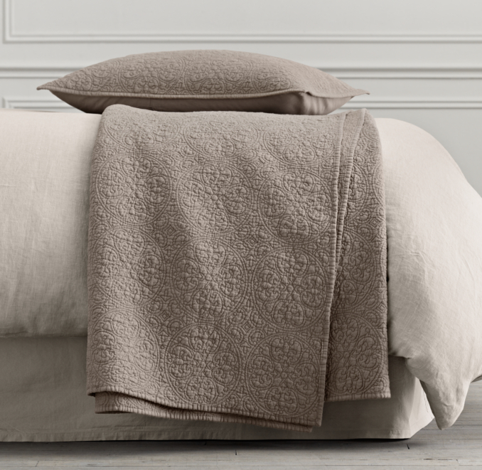 Vintage-Washed Belgian Linen Quilt & Sham