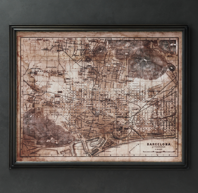 Circa 1913 Barcelona Map