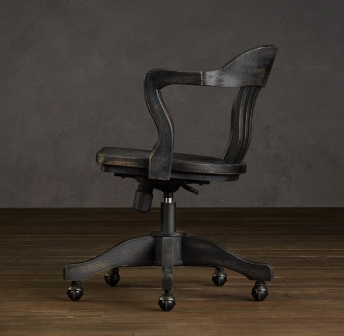 1940s Banker's Chair Antiqued Black