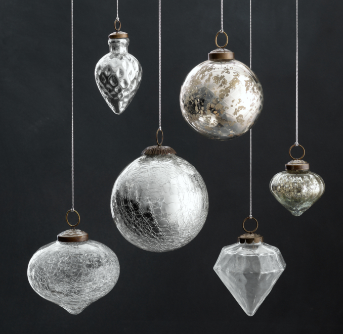 Vintage Hand-Blown Glass Ornament Collection - Silver