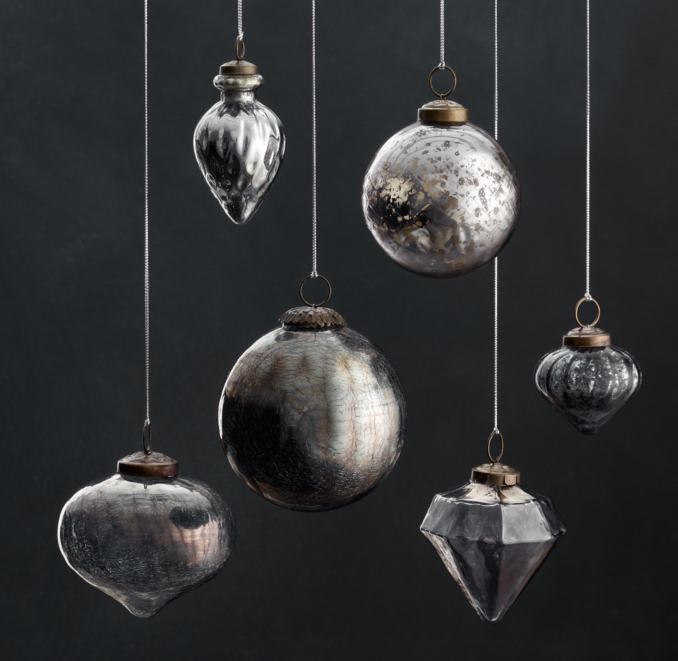 Vintage Hand-Blown Glass Ornament Collection - Smoke