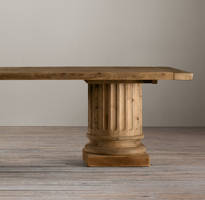 Salvaged Wood Architectural Column Extension Dining Tables