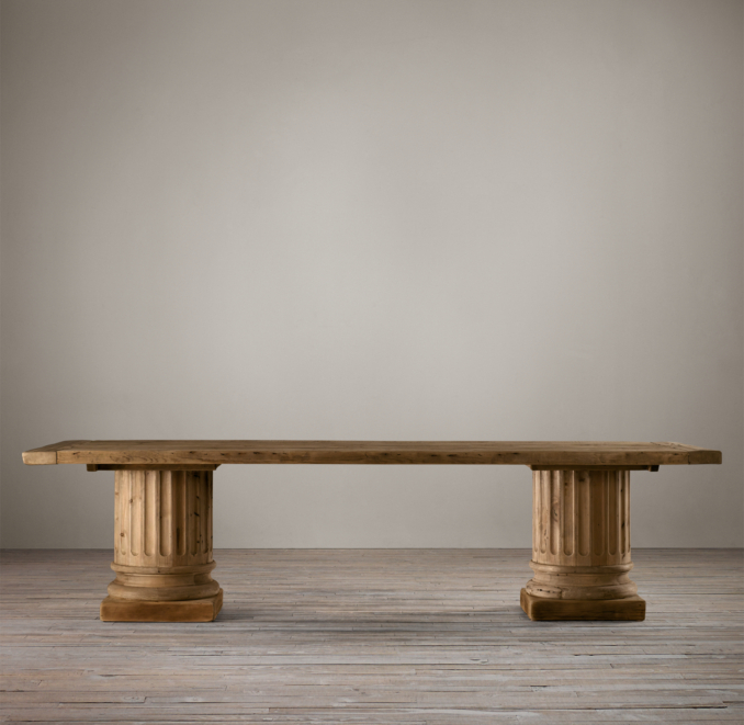 Salvaged Wood Architectural Column Extension Dining Tables