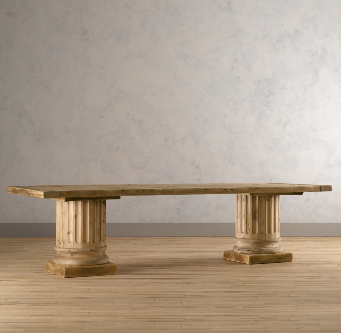 Salvaged Wood Architectural Column Extension Dining Tables
