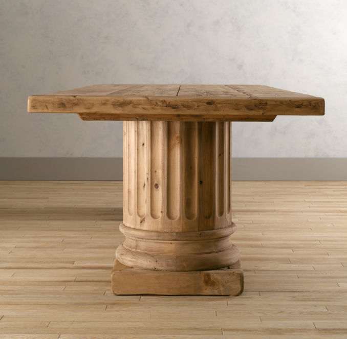 Salvaged Wood Architectural Column Extension Dining Tables