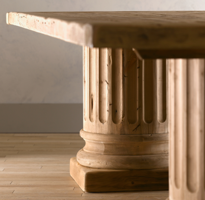 Salvaged Wood Architectural Column Extension Dining Tables