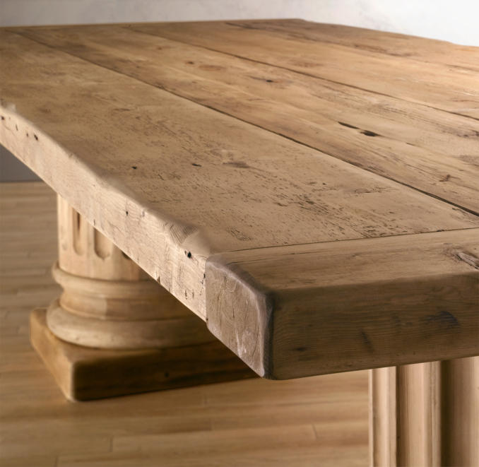 Salvaged Wood Architectural Column Extension Dining Tables