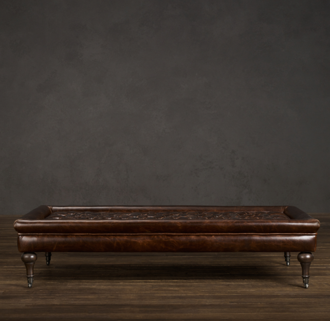 Tufted Coffee Ottoman Leather