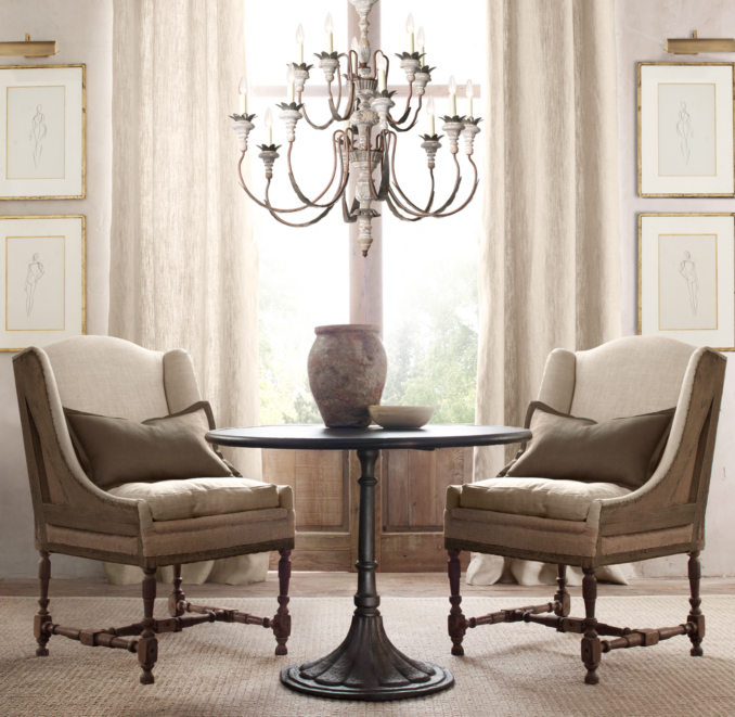 40" 20th C. Chrysanthemum Brasserie Table