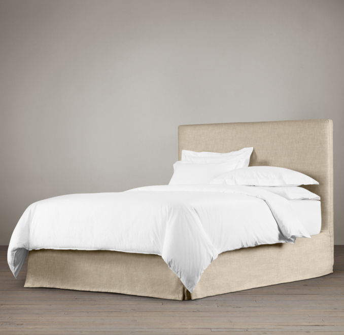 Belgian Slipcovered Parsons 58" Headboard with Bed Skirt