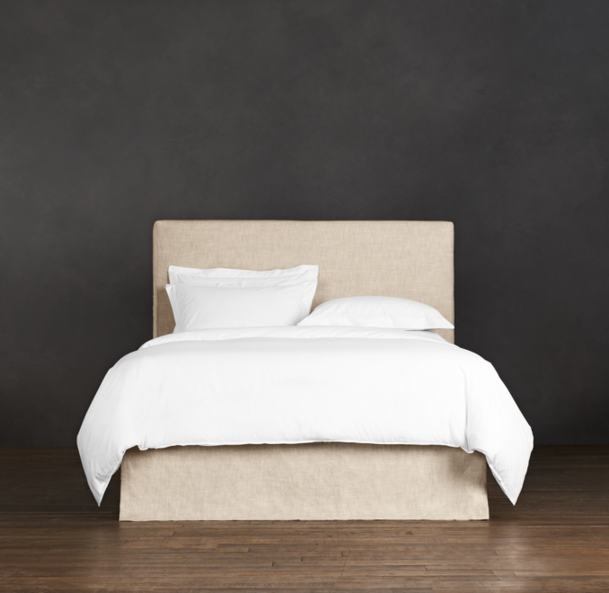 Belgian Slipcovered Parsons 58" Headboard with Bed Skirt