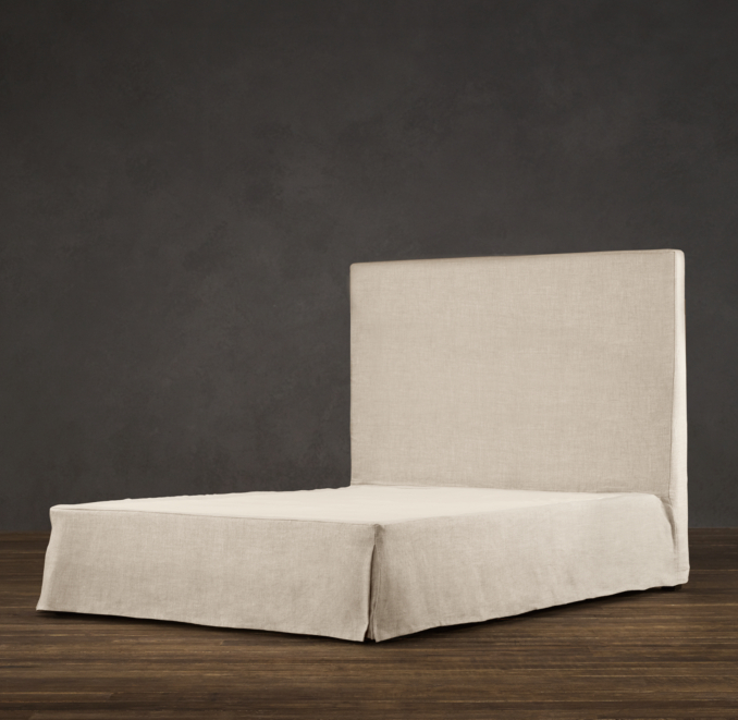 Belgian Slipcovered Parsons 58" Headboard with Bed Skirt