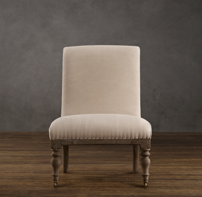 Deconstructed French Slipper Chair Antiqued Cotton