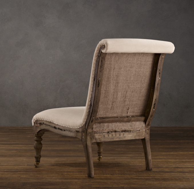 Deconstructed French Slipper Chair Antiqued Cotton