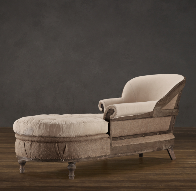Deconstructed French Victorian Chaise Antiqued Cotton