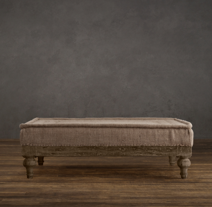 Deconstructed 49" French Napoleonic Ottoman Antiqued Cotton