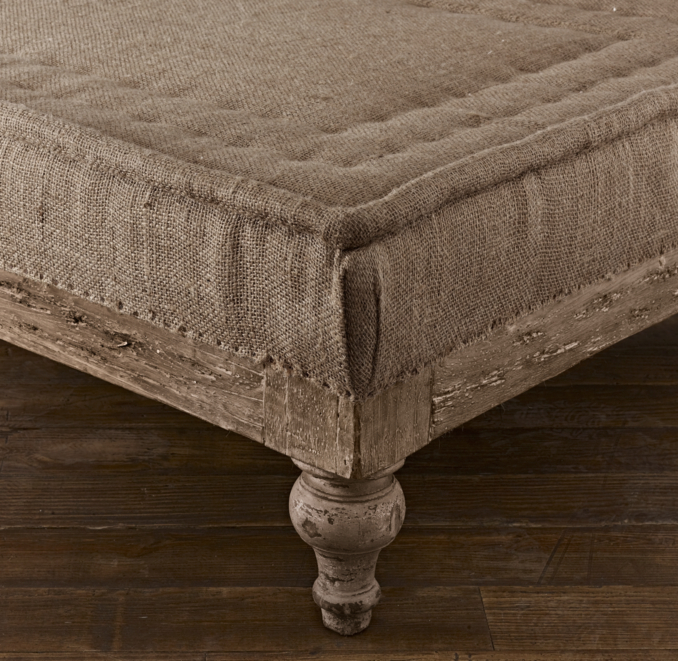 Deconstructed 49" French Napoleonic Ottoman Antiqued Cotton