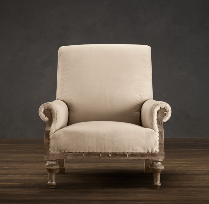 Deconstructed English Club Chair Antiqued Cotton