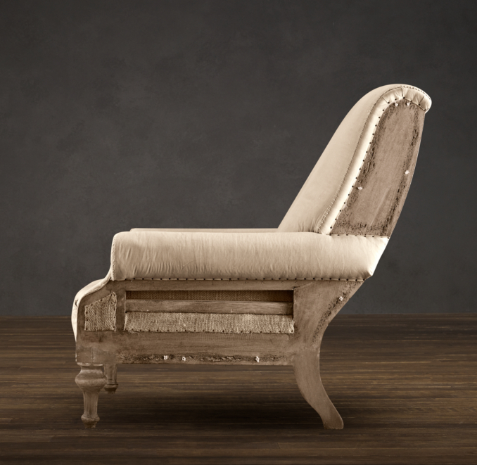 Deconstructed English Club Chair Antiqued Cotton