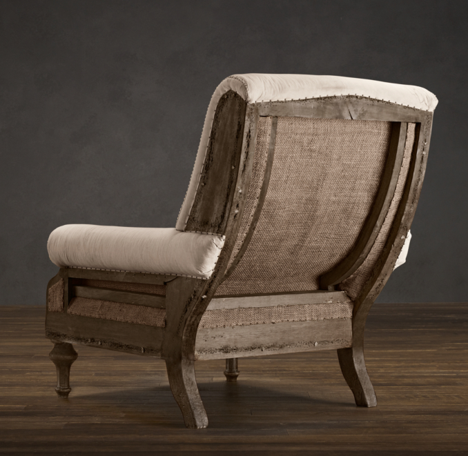 Deconstructed English Club Chair Antiqued Cotton