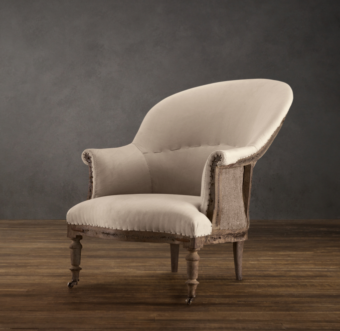 Deconstructed French Napoleonic Chair Antiqued Cotton