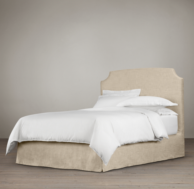 Belgian Slipcovered Slope 58" Headboard with Bed Skirt