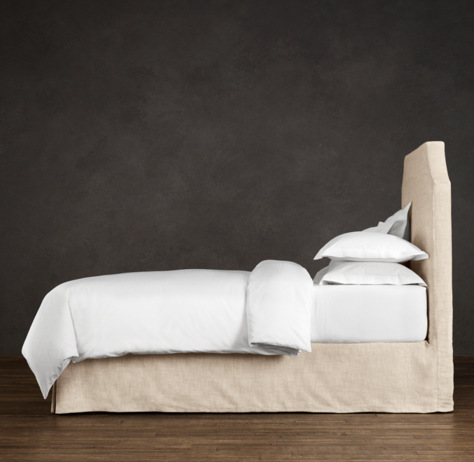 Belgian Slipcovered Slope 58" Headboard with Bed Skirt