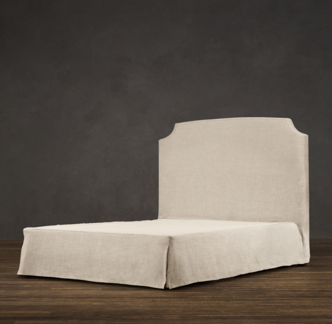 Belgian Slipcovered Slope 58" Headboard with Bed Skirt