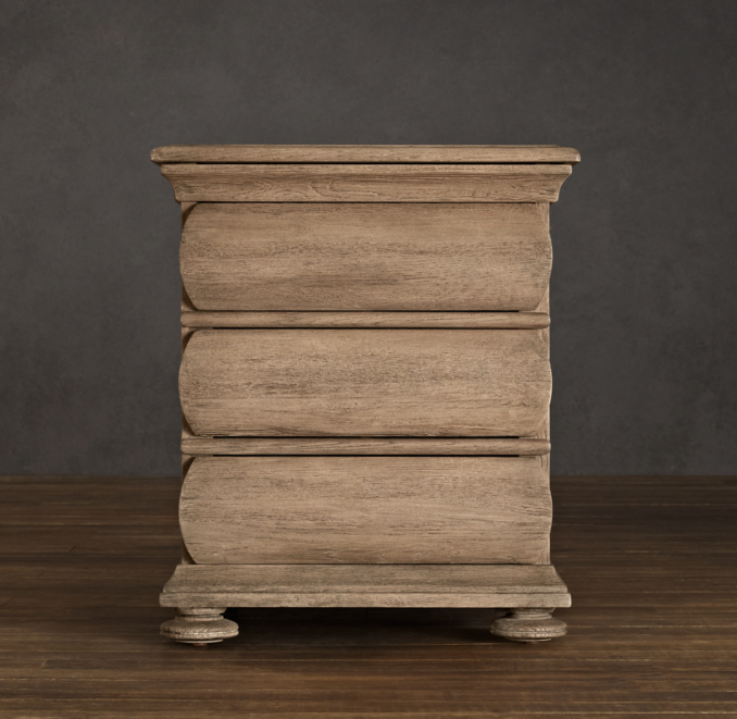 24" 19th C. Swedish Rounded Oak (Set of 2 Closed Nightstands)