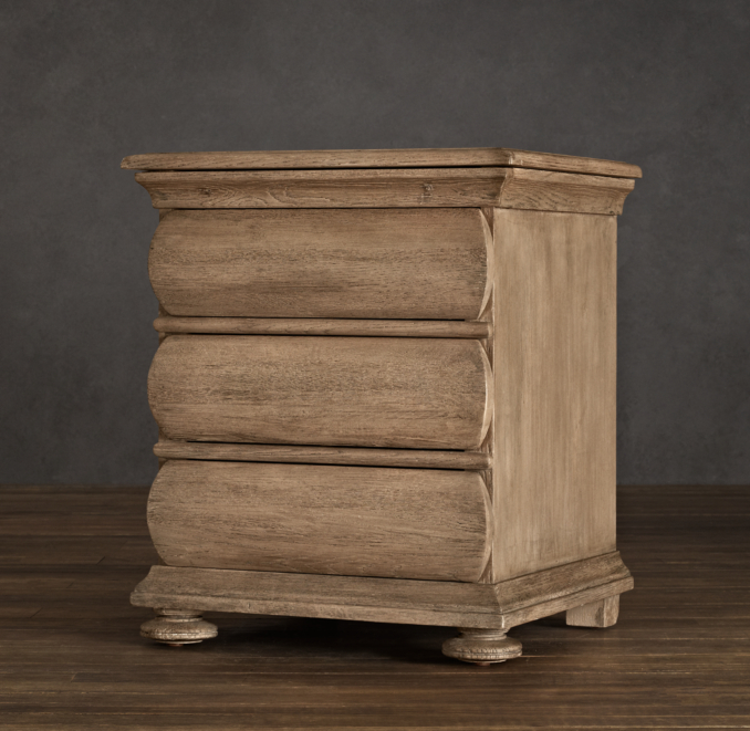 24" 19th C. Swedish Rounded Oak (Set of 2 Closed Nightstands)