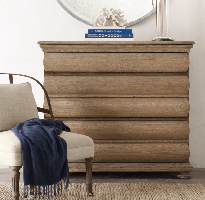 10-Drawer 19th C. Swedish Rounded Oak Dresser