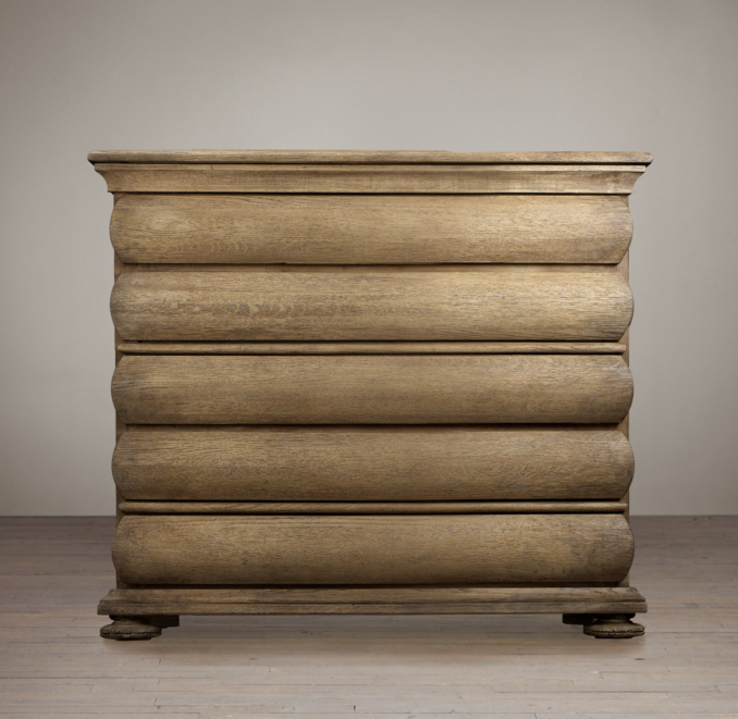 3-Drawer 19th C. Swedish Rounded Oak Dresser