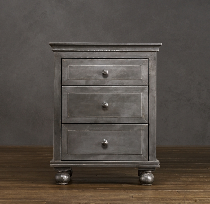 22" Zinc Nightstand (Set of 1 Open and 1 Closed)